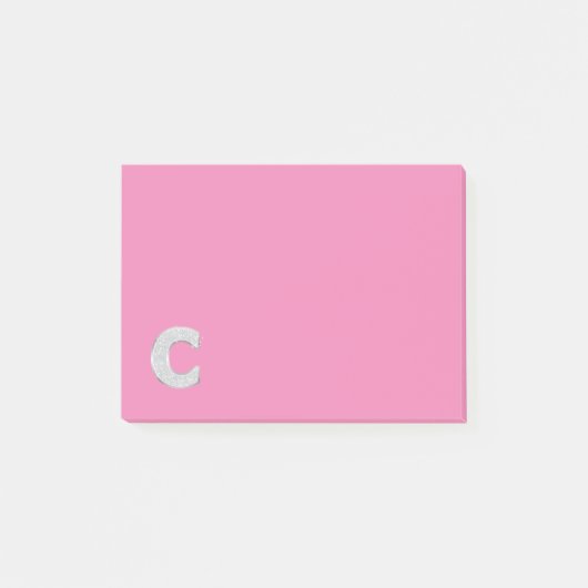 Rosa Silber Buchstabe C Post-it Klebezettel (Vorderseite)