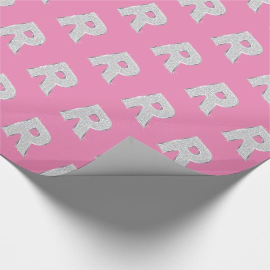 Rosa Silber Buchstabe R Geschenkpapier (Ecke)