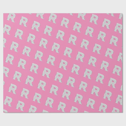 Rosa Silber Buchstabe R Geschenkpapier (Flach)