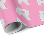 Rosa Silber Buchstabe R Geschenkpapier (Rolleneckpunkt)