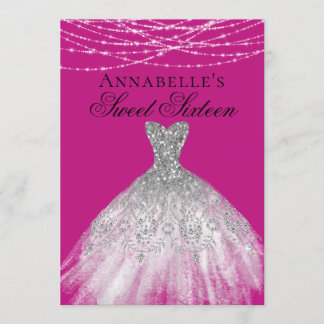 Rosa & Silber Diamant Sparkle Dress Sweet 16 Einladung