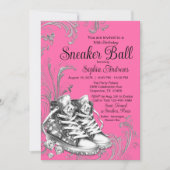 Rosa Silber Diamond Sneaker Ball Einladung (Vorderseite)