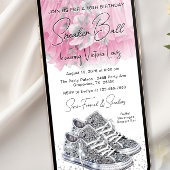 Rosa Silber Diamond Sneaker Ball Geburtstag Telefo Einladung