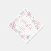 Rosa Silber Ein wenig Schneeflocken Babydusche Serviette (Ecke)