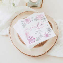 Rosa Silber Ein wenig Schneeflocken Babydusche Serviette