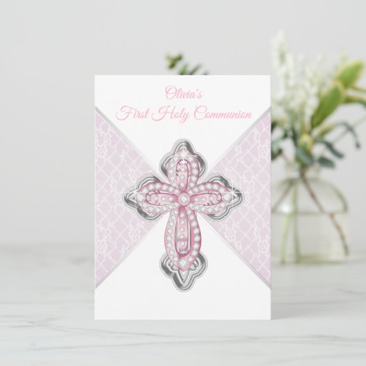 Rosa Silber Erste kommunale Einladungen (Stehend Vorderseite)