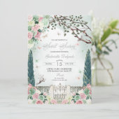 Rosa Silber Fairy Enchanted Garden Sweet 16 Einladung (Stehend Vorderseite)