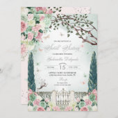 Rosa Silber Fairy Enchanted Garden Sweet 16 Einladung (Vorne/Hinten)