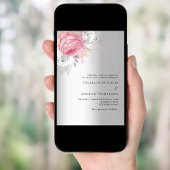 Rosa silber florale elegante Hochzeit Einladung