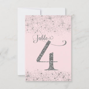 Rosa Silber Glitter-Tischzahlen Nummer 4 Einladung