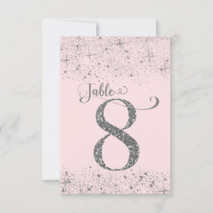Rosa Silber Glitter-Tischzahlen Nummer 8 Einladung