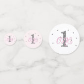 Rosa & Silber Glitzer 1 1. Geburtstag Party Konfetti (Rückseiten)