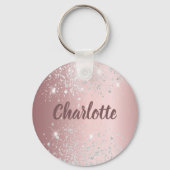 Rosa silber Glitzer Monogramm Schlüsselanhänger (Rückseite)