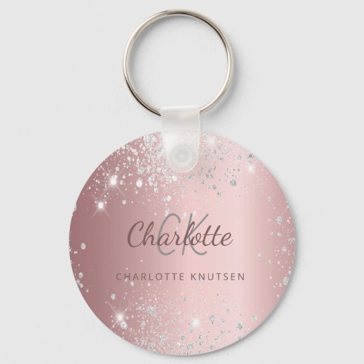 Rosa silber Glitzer Schlüsselanhänger (Vorderseite)
