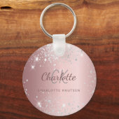 Rosa silber Glitzer Schlüsselanhänger (Vorderseite)