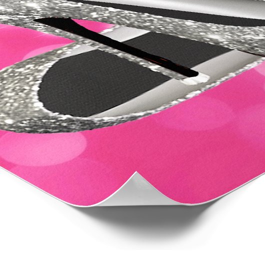 Rosa Silber High Heel Schuhcreme Buffet Schild (Ecke)