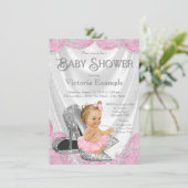 Rosa Silber High Heel Shoe Baby Shower Einladungen (Stehend Vorderseite)