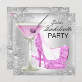 Rosa Silber High Heel Shoes Junggeselinnen-Abschie Einladung (Vorne/Hinten)