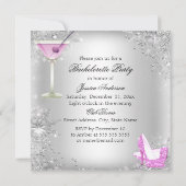 Rosa Silber High Heel Shoes Junggeselinnen-Abschie Einladung (Rückseite)