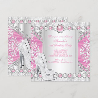 Rosa Silber High Heels Weiße Perle Geburtstagspart Einladung