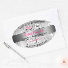 Rosa Silber Logo für die Produktkennzeichnung von Ovaler Aufkleber