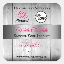 Rosa Silber Logo für die Produktkennzeichnung von Quadratischer Aufkleber