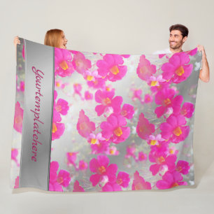 Rosa, Silber, Pinselmuster, glänzende Blume Fleecedecke