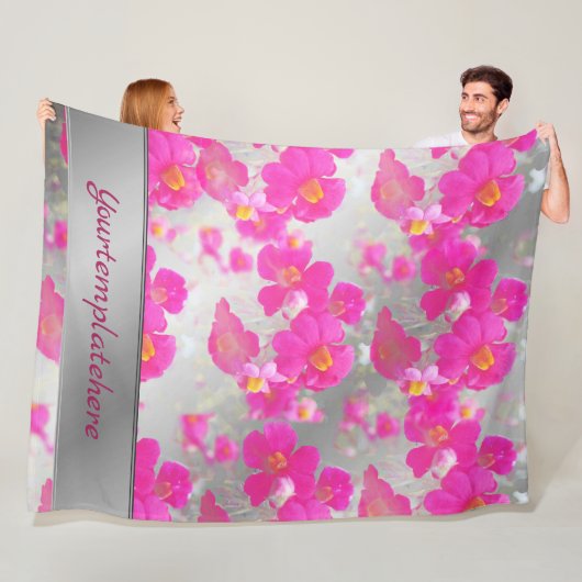 Rosa, Silber, Pinselmuster, glänzende Blume Fleecedecke (Beispiel)