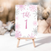 Rosa Silber Schneeflocken Babydusche Eine Tischnummer