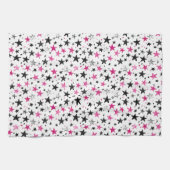 Rosa Silber Schwarze Sterne Geschirrtuch (Horizontal)