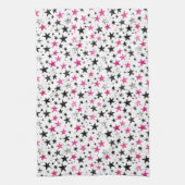 Rosa Silber Schwarze Sterne Geschirrtuch (Vertikal)