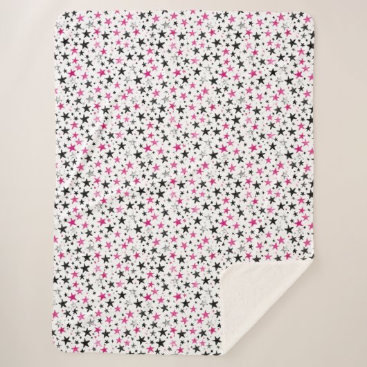Rosa Silber Schwarze Sterne Sherpadecke (Vorderseite)