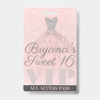 Rosa Silber Sparkle Dress Sweet 16 VIP Pass Ausweis