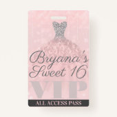 Rosa Silber Sparkle Dress Sweet 16 VIP Pass Ausweis (Rückseite)