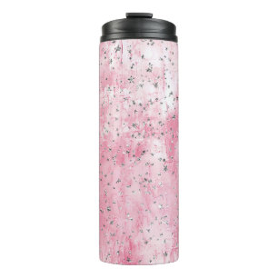 Rosa Silber Sterne   Thermosbecher