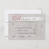Rosa, Silber und Grau RSVP Karte (Vorderseite)