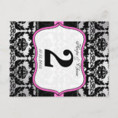 Rosa Silber- und Schwarz-Damast-Tischnummern Postkarte (Rückseite)
