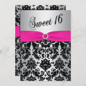 Rosa, Silber und schwarze Einladung des (Vorne/Hinten)