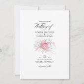 Rosa, Silber und Weiße Blumenhochzeit Einladung (Vorderseite)