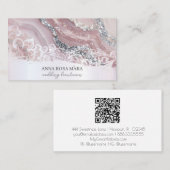 *~* Rosa Silber Weiß Verziert QR Agate AP66 Luxe Visitenkarte (Vorne/Hinten)