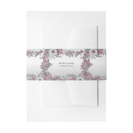 Rosa Silber Weiße Flora Einladungsbanderole