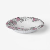 Rosa Silber Weiße Flora Pappteller (Gewinkelt)