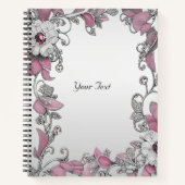 Rosa Silber White Floral Notebook Notizblock (Vorderseite)