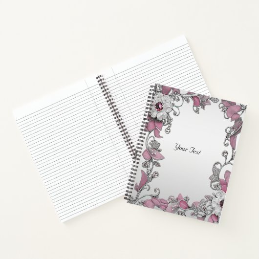 Rosa Silber White Floral Notebook Notizblock (Innenseite)