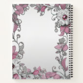 Rosa Silber White Floral Notebook Notizblock (Rückseite)