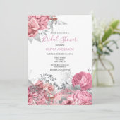 Rosa Silberblume Brautdusche Einladung (Stehend Vorderseite)