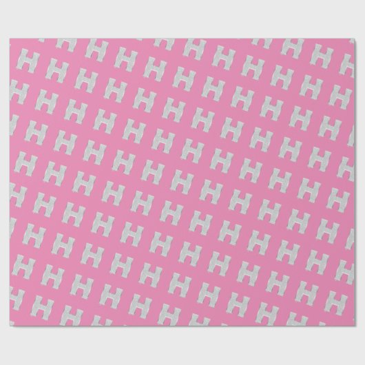 Rosa Silberbuchstabe H Geschenkpapier (Flach)