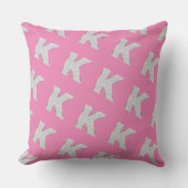 Rosa Silberbuchstabe K Kissen (Vorderseite)