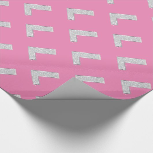 Rosa Silberbuchstabe L Geschenkpapier (Ecke)