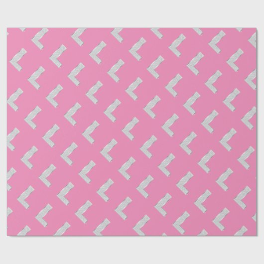 Rosa Silberbuchstabe L Geschenkpapier (Flach)